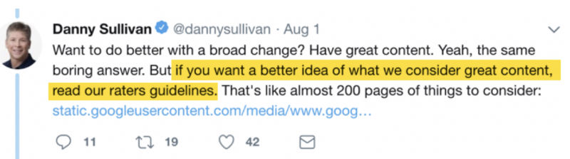 توییت Danny Sullivan درباره آپدیت گوگل :
